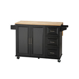 Rolling Kitchen Island Cart With Rubber Wood Tabletop - Omega Lifestyles