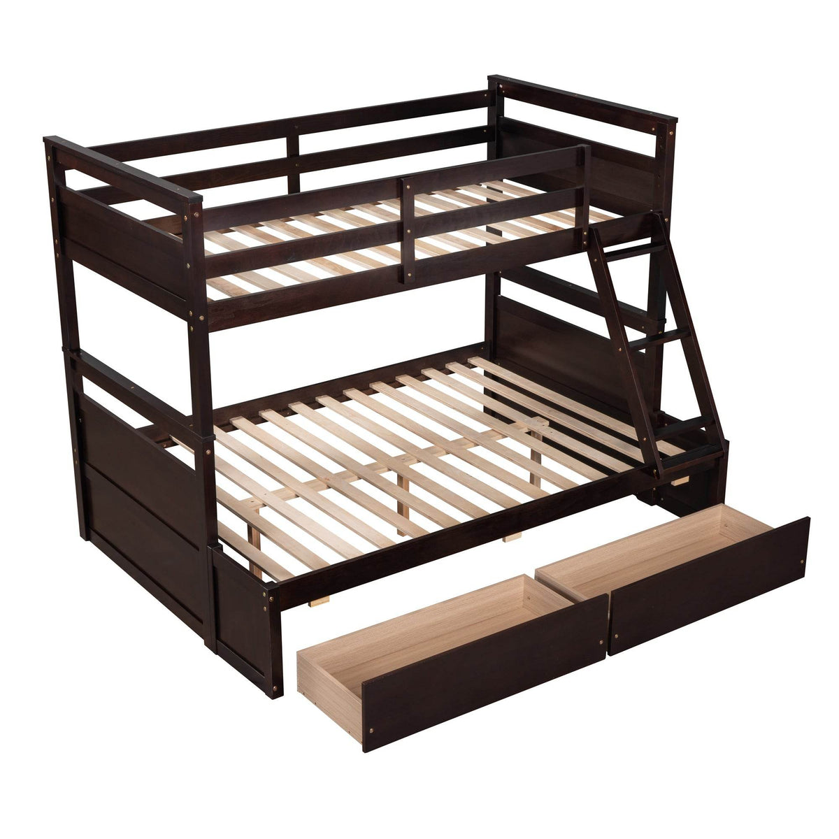 Twin-Over-Full Solid Wood Storage Bunk Bed Espresso - Omega Lifestyles