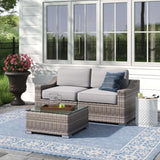 Modern Gray Wicker Outdoor Loveseat Seating Set With Cushions - Omega Lifestyles