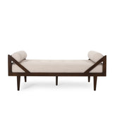 Beige Fabric Button Tufted Bentwood Chaise Lounge - Omega Lifestyles