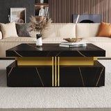 Modern Black Gold Accented Square Coffee Table With Storage - Sleep Galleria