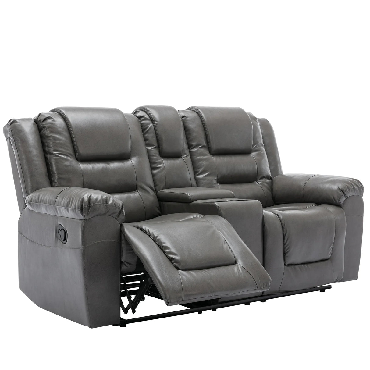 Grey Manual PU Upholstered Home Theater Recliner Chair Set - Omega Lifestyles
