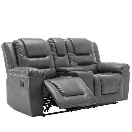 Grey Manual PU Upholstered Home Theater Recliner Chair Set - Omega Lifestyles