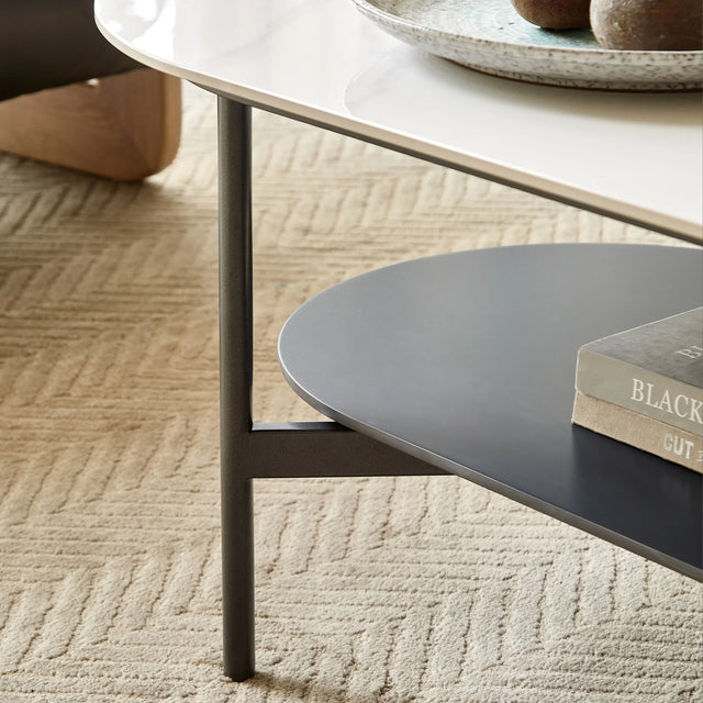 Modern Ceramic And Walnut Finish Coffee Table - Omega Lifestyles