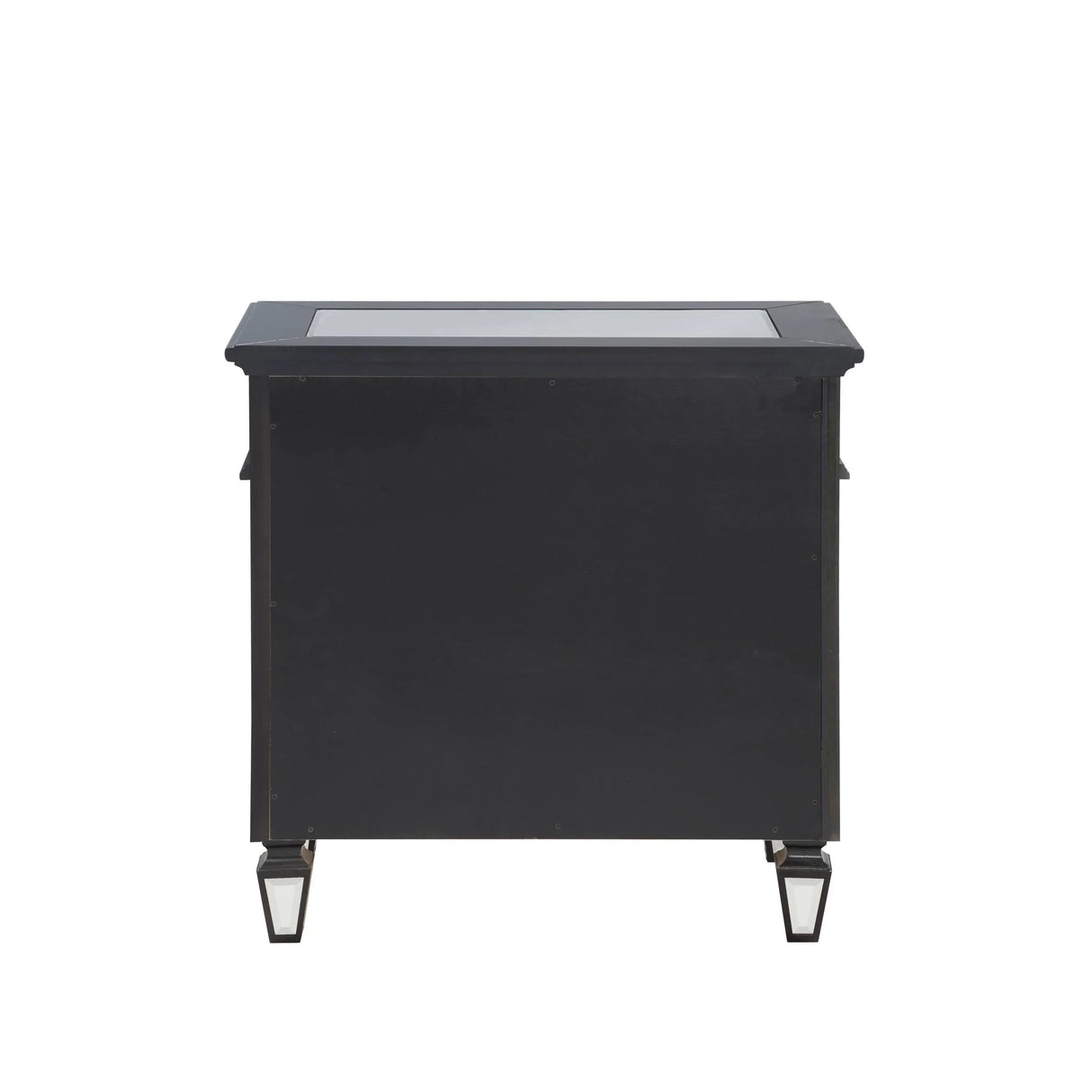 Mirrored Black Silver Finish Two-Drawer Nightstand - Omega Lifestyles