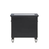 Mirrored Black Silver Finish Two-Drawer Nightstand - Omega Lifestyles