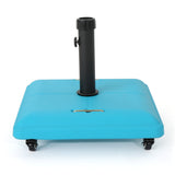 Teal Concrete Outdoor Umbrella Base With Wheels