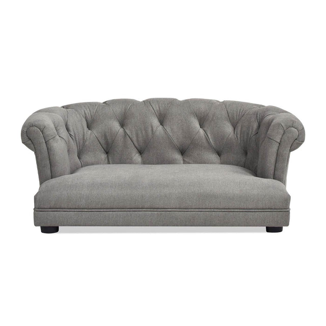 Chesterfield Plush Foam Gray Polyester Dog Sofa Bed - Omega Lifestyles