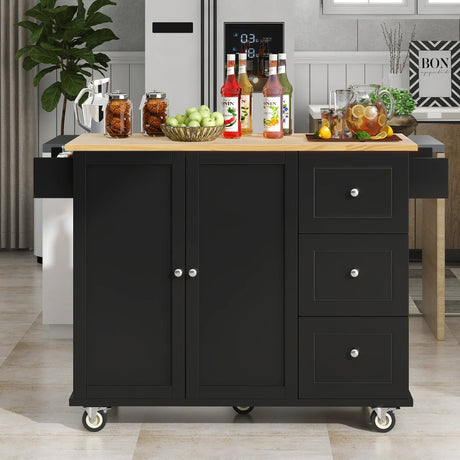 Rolling Mobile Kitchen Island With Solid Wood Top And Locking Wheels - Omega Lifestyles