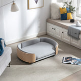 Scandinavian Solid Wood Elevated Pet Sofa Bed With Velvet Cushion - Omega Lifestyles