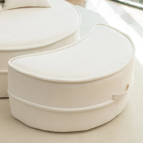 Modern Oversized Chenille Barrel Accent Chair With Ottoman - Omega Lifestyles