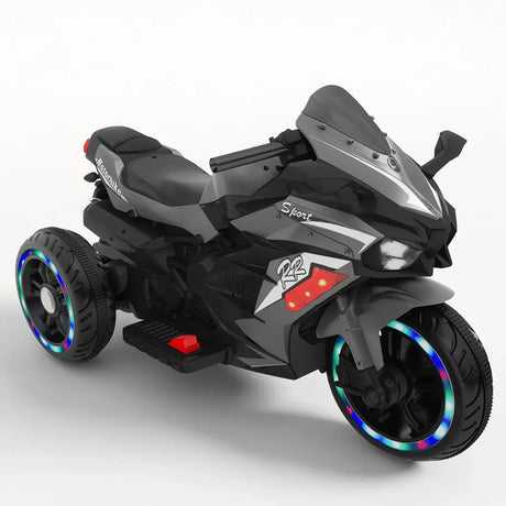 12V Grey Plastic Kids Electric Ride-On Motorcycle - Omega Lifestyles