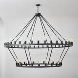 Matte Black Large Wagon Wheel 54-Light Chandelier - Omega Lifestyles