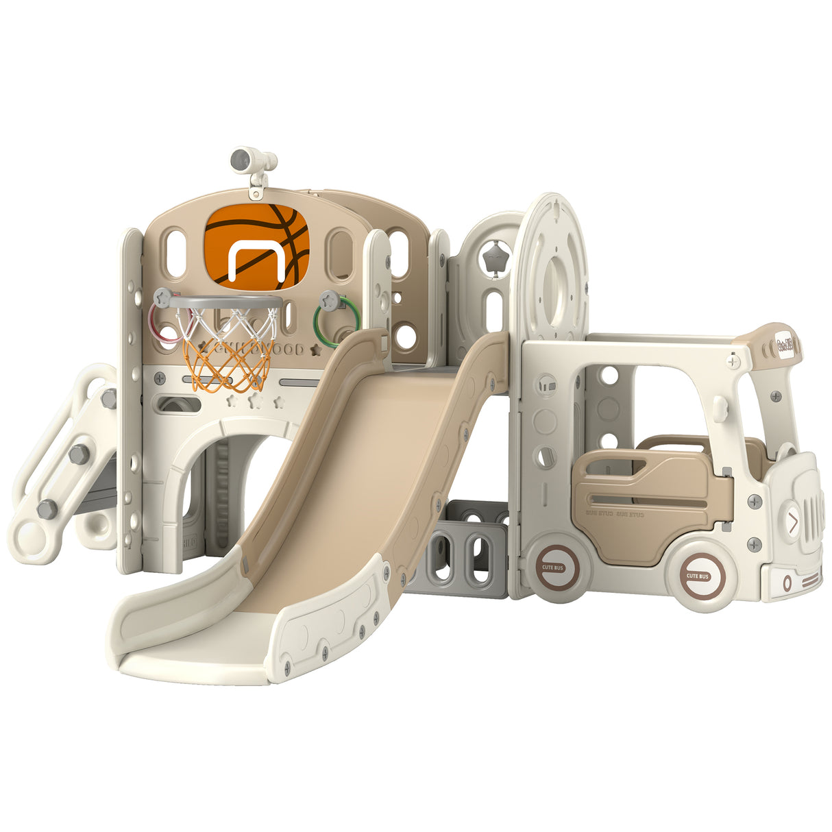9-In-1 Indoor Kids Slide With Climber Basketball Hoop