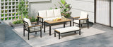 5-Piece Acacia Wood Iron Frame Patio Furniture Set - Omega Lifestyles