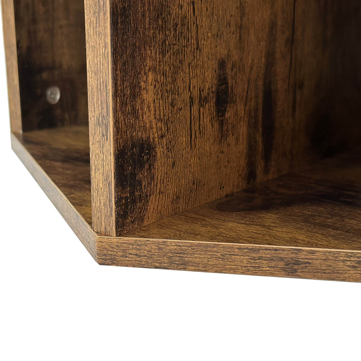 Hexagonal Antique Wood MDF Coffee Table Nightstand - Sleep Galleria
