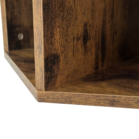 Hexagonal Antique Wood MDF Coffee Table Nightstand - Sleep Galleria