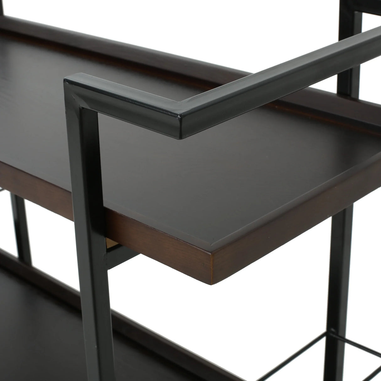 Modern Industrial Walnut Wood Rolling Bar Cart - Omega Lifestyles