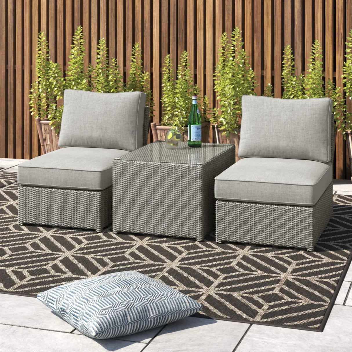 2-Piece Weather-Resistant Wicker Outdoor Seating Set With Cushions - Omega Lifestyles