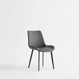 2-Piece Grey PU Leather Dining Chairs With Metal Legs - Omega Lifestyles