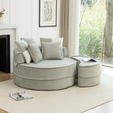 Modern Chenille Upholstered Barrel Accent Chair With Ottoman - Omega Lifestyles