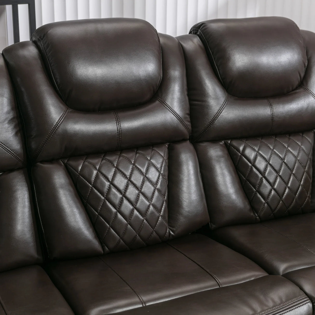 Brown Faux Leather Manual Recliner Chair With LED Light - Omega Lifestyles