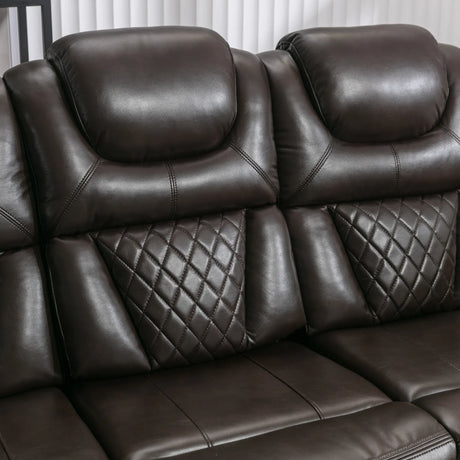 Brown Faux Leather Manual Recliner Chair With LED Light - Omega Lifestyles