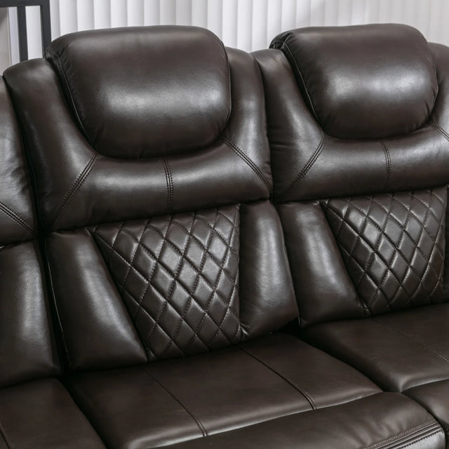Brown Faux Leather Manual Recliner Chair With LED Light - Omega Lifestyles