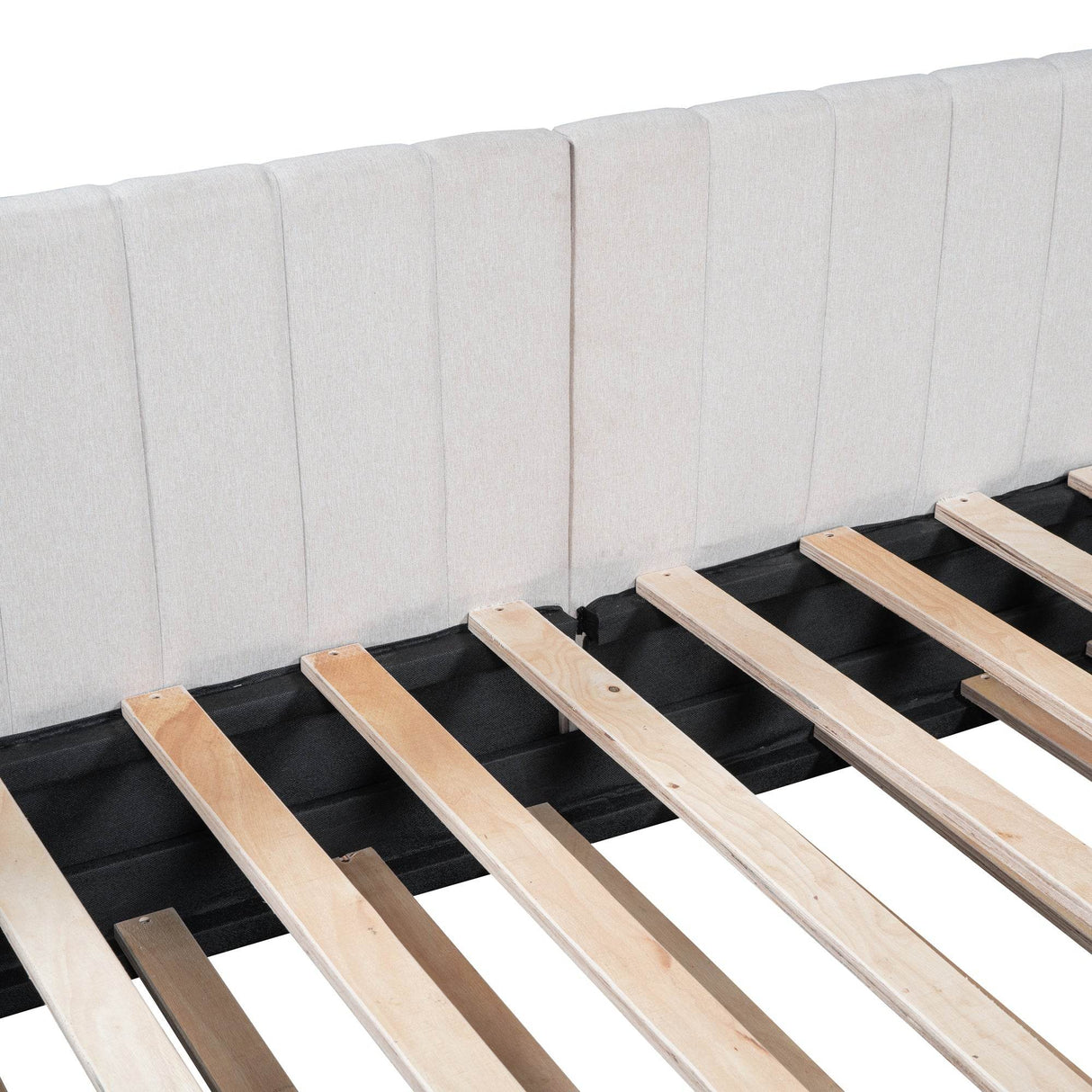 Upholstered Twin Daybed With Linen Fabric Trundle - Omega Lifestyles