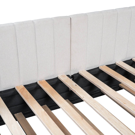 Upholstered Twin Daybed With Linen Fabric Trundle - Omega Lifestyles