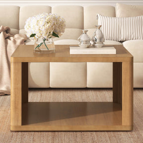 Natural Farmhouse Square Coffee Table With Storage - Omega Lifestyles