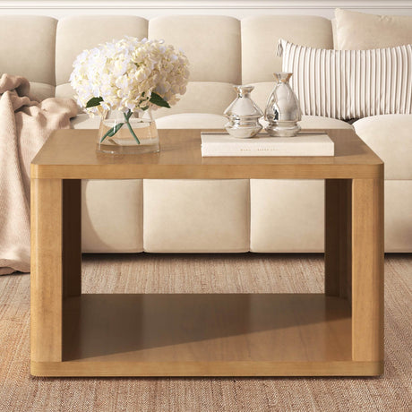 Natural Farmhouse Square Coffee Table With Storage - Sleep Galleria