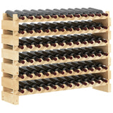 Natural Wood 6-Tier Stackable Pine Wine Rack - Omega Lifestyles
