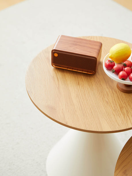 Round Brown White MDF And Metal Coffee Table Set - Sleep Galleria
