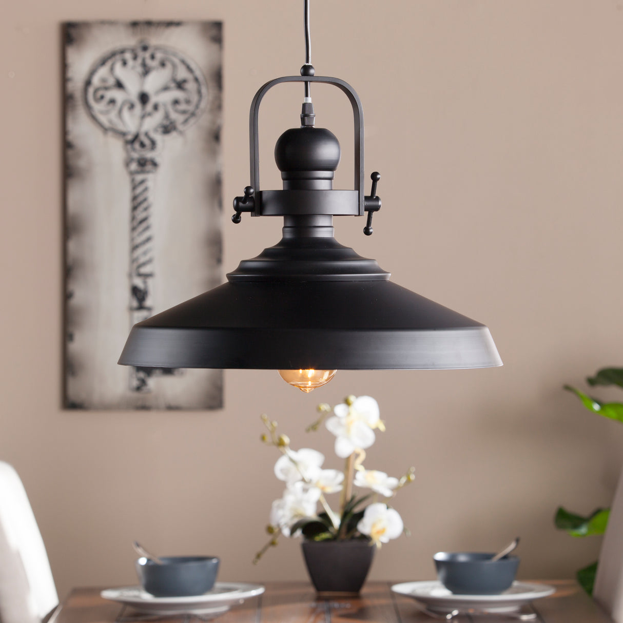 Industrial Black Steel Bell Pendant Lighting Fixture
