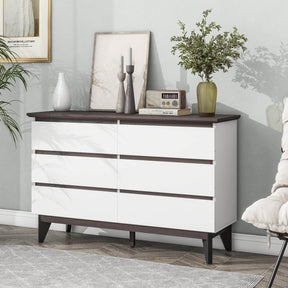 6-Drawer White Particle Board Storage Dresser Cabinet - Omega Lifestyles