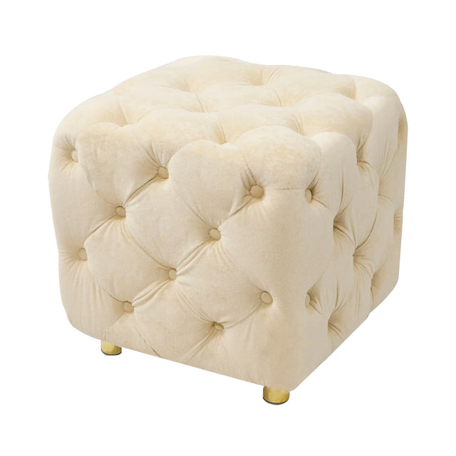 Beige Velvet Storage Ottoman With Concealed Compartment - Omega Lifestyles