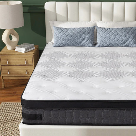 King Medium 10-Inch Cooling Gel Memory Foam Hybrid Mattress - Omega Lifestyles