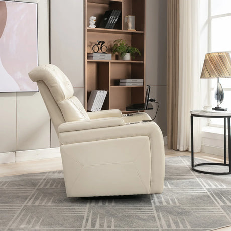 Power PU Leather Recliner Chair With Tray Table USB Port - Omega Lifestyles