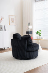 360-Degree Swivel Plush Corduroy Accent Chair With Pillows - Omega Lifestyles