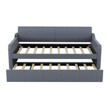 Twin Upholstered Daybed With Trundle And USB Charging - Omega Lifestyles