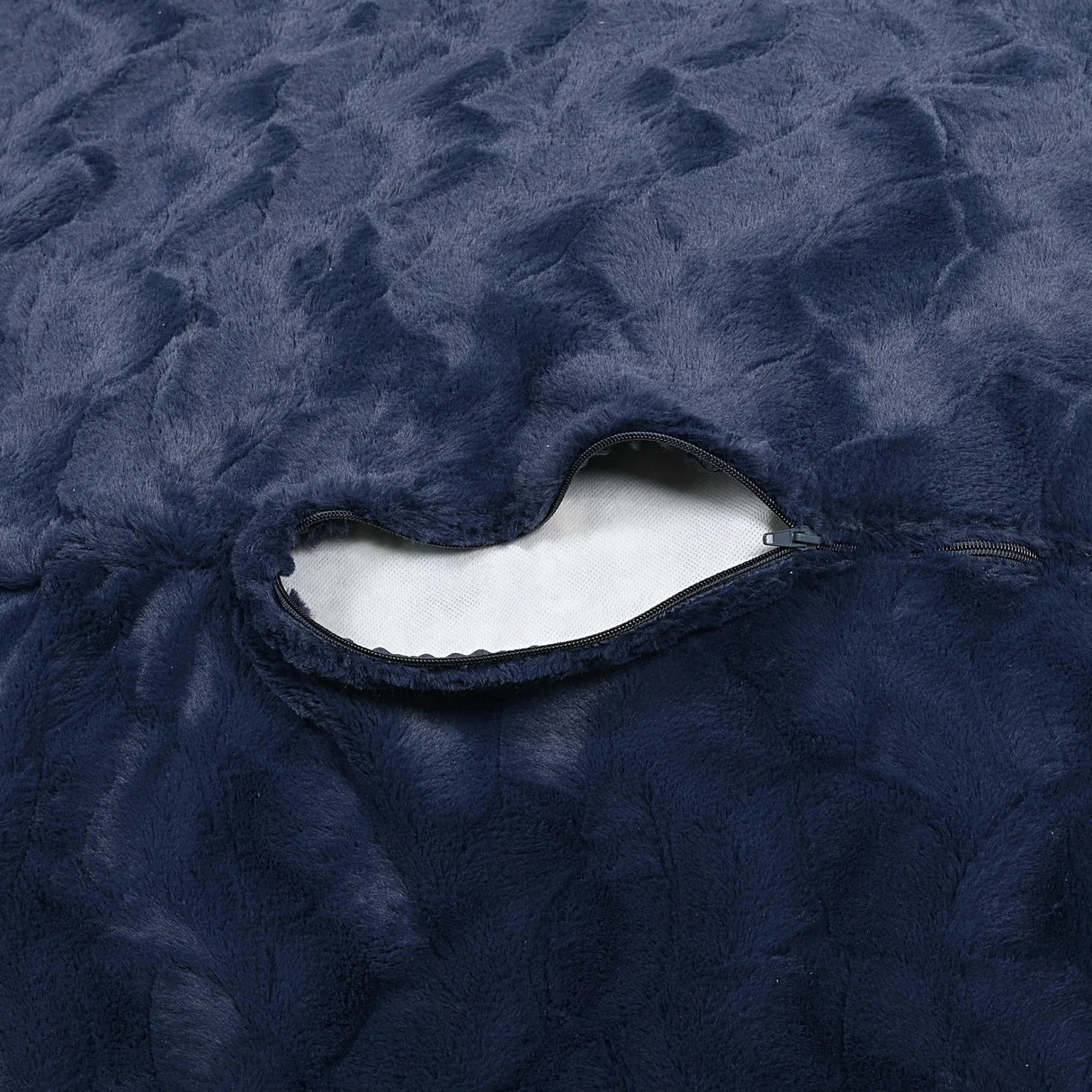 Navy Faux Fur Shredded Memory Foam Bean Bag Chair - Omega Lifestyles