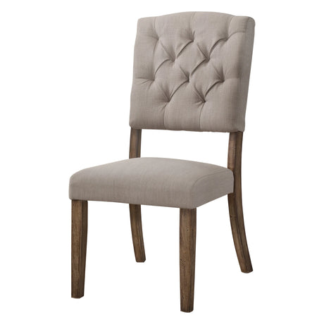 Set Of 2 Beige Linen Upholstered High-Back Side Chairs - Omega Lifestyles