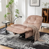 Modern Soft Velvet Swivel Gliding Recliner Chair With Phone Holder - Omega Lifestyles