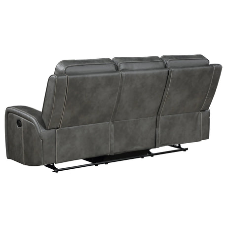 Grey Upholstered Manual Reclining Plush Foam Sofa - Omega Lifestyles
