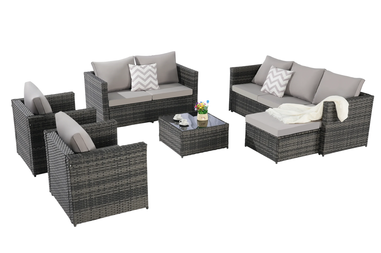 6-Piece Outdoor Rattan Wicker Patio Furniture Set - Omega Lifestyles