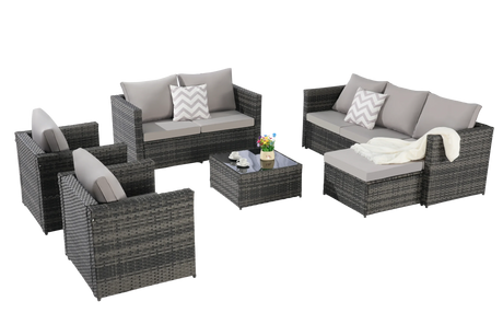 6-Piece Outdoor Rattan Wicker Patio Furniture Set - Omega Lifestyles