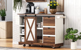 Farmhouse Sliding Barn Door Kitchen Island Cart - Omega Lifestyles