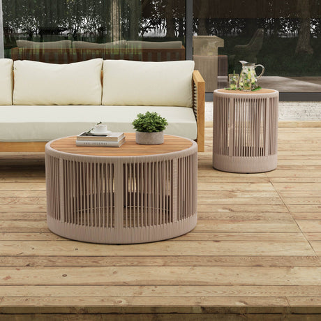 Rustic Acacia Wood Coffee Table And Side Table Set - Sleep Galleria