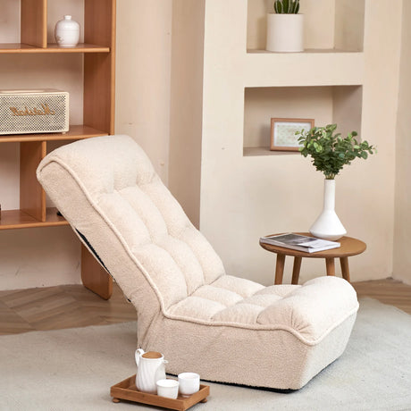 Adjustable White Japanese-Style Reclining Folding Floor Chair - Omega Lifestyles